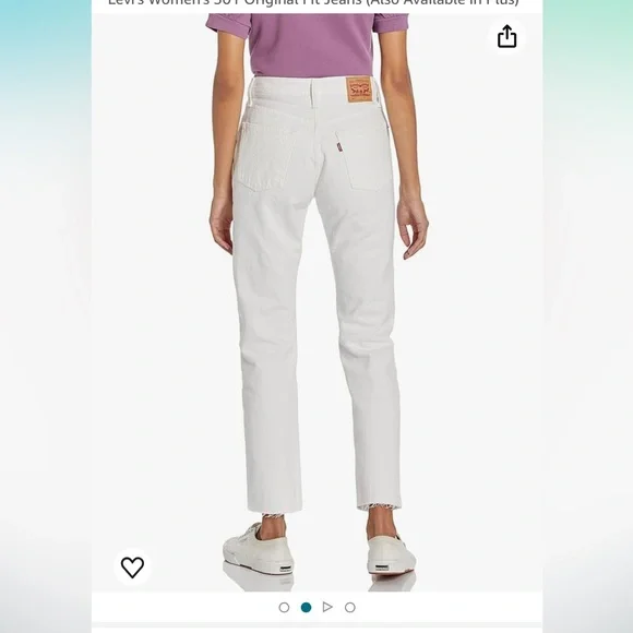 Levi's Women's 501 Original Fit Jeans in white destructed - Picture 2 of 6